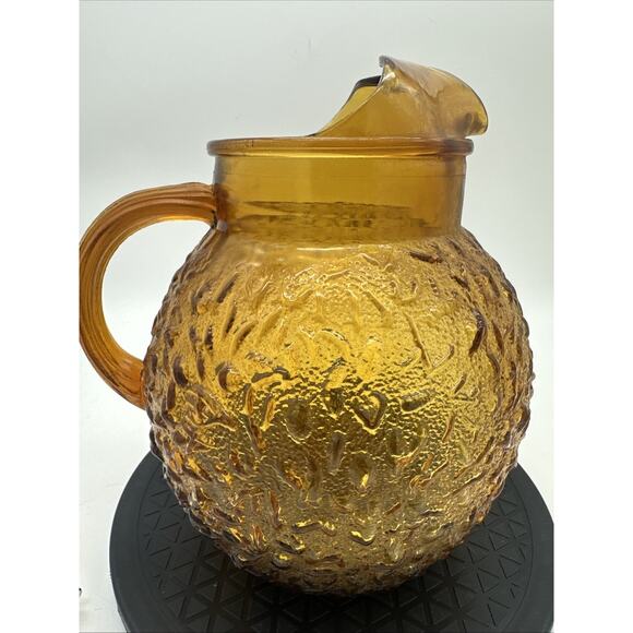 Vintage Mid Century Anchor Hocking Lido Amber Glass Gold Pitcher EUC - Picture 3 of 6